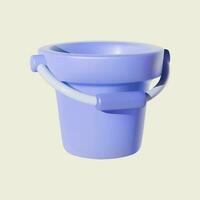 3d icon blue empty plastic bucket isolated on a white background. vector