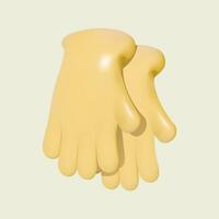 3D cartoon yellow rubber gloves isolated. vector