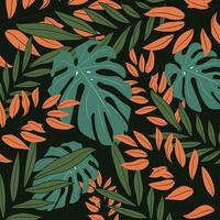 Abstract tropical leaves background vector