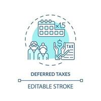 Deferred taxes soft blue concept icon. Postpone payment of tax. Financial benefit. Fiscal policy. Easy to use for website. Round shape line illustration. Abstract idea. Graphic design vector