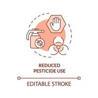 2D editable red reduced pesticide use icon, monochromatic isolated vector, integrated pest management thin line illustration. vector