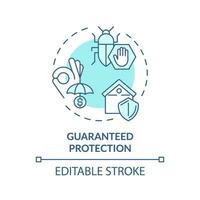 2D editable blue guaranteed protection icon, monochromatic isolated vector, integrated pest management thin line illustration. vector