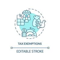 Tax exemptions soft blue concept icon. Exclude income from taxation. Avoid paying taxes. Fiscal policy. Easy to use in article. Round shape line illustration. Abstract idea. Graphic design vector