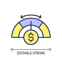 2D editable cost control icon representing construction cost, isolated vector, multicolor thin line illustration. vector