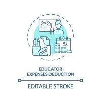 educador gastos deducción suave azul concepto icono. impuesto cortar para maestros impuesto alivio. tipo de financiero beneficio. redondo forma línea ilustración. resumen idea. gráfico diseño. fácil a utilizar en artículo vector