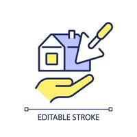 2D editable one time close loan icon representing construction cost, isolated vector, multicolor thin line illustration. vector