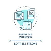 Submit tax return soft blue concept icon. Send documents by deadline. How to apply for tax credits. Round shape line illustration. Abstract idea. Graphic design. Easy to use in blog post vector