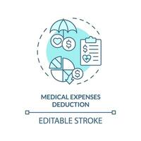 Medical expenses deduction soft blue concept icon. Reduce expenses from taxable income. Fiscal policy. Easy to use in article. Round shape line illustration. Abstract idea. Graphic design vector