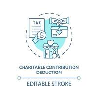 Charitable contribution deduction soft blue concept icon. Special financial benefit. Fiscal policy. Easy to use in article. Round shape line illustration. Abstract idea. Graphic design vector