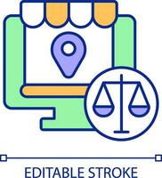 2D simple editable e-commerce laws icon representing cyber law, isolated vector, thin line illustration. vector