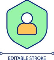Editable right to be forgotten icon representing cyber law, isolated vector, thin line illustration. vector