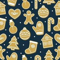 Seamless vector pattern hidden under a clipping mask. Christmas gingerbread cookies.