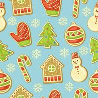 Seamless vector pattern hidden under a clipping mask. Christmas gingerbread cookies.