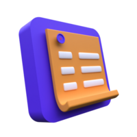 unique 3d rendering memo icon simple.Realistic vector illustration png