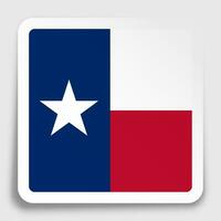 flag of american state of Texas icon on paper square sticker with shadow. Button for mobile application or web. Vector