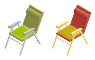 isometric summer lounger icon. Lounge chair on beach. Sunbathing by sea. 3d vector