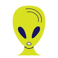 Pixel art green and gray cartoon alien character. 8 bit pixel alien. vector illustration. UFO. Creature. Face. Cartoon.