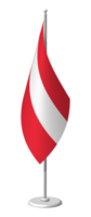 flag of Austria on flagpole for registration of solemn event, meeting foreign guests. National banner of Austria. PNG image on transparent back