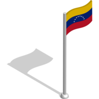 isométrique drapeau de Venezuela dans mouvement sur mât de drapeau. nationale bannière papillonne dans vent. png image sur transparent Contexte