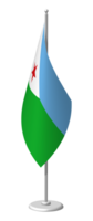 DJIBOUTI flag on flagpole for registration of solemn event, meeting foreign guests. National banner of DJIBOUTI. PNG image on transparent back