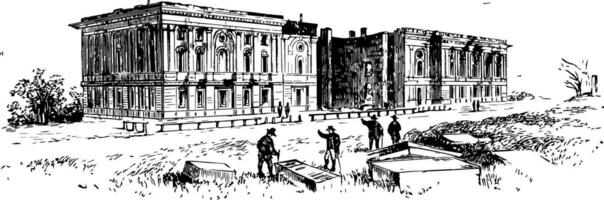 Remains of the Capitol After the Fire of 1814 vintage illustration vector