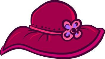 A pink hat with bow-like ribbon vector or color illustration