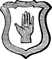 Hand and Bordure was the most ancient difference in coats of arms, vintage engraving. vector