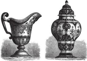 Various Earthenwares, found in Rouen, France, vintage engraving vector