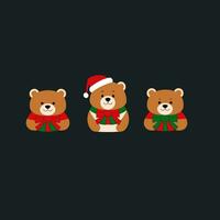 Set of cute bears. Vector illustration. Christmas bears