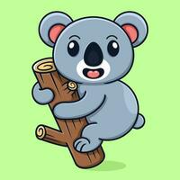 linda dibujos animados coala, alpinismo un árbol trompa. vector