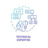 2D gradient technical expertise icon, isolated vector, AI engineer creative thin line illustration vector