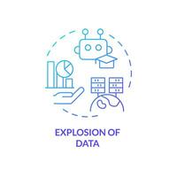 2D gradient explosion of data icon, isolated vector, AI engineer creative thin line illustration vector