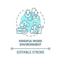 2D editable blue icon mindful work environment concept, isolated vector, mindful entrepreneurship thin line illustration. vector