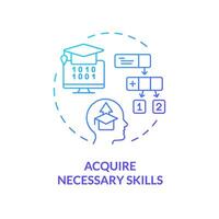 2D gradient acquire necessary skills icon, isolated vector, AI engineer creative thin line illustration vector