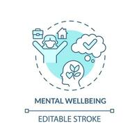 2D editable blue icon mental wellbeing concept, isolated vector, mindful entrepreneurship thin line illustration. vector