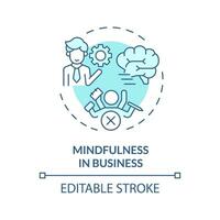 2D editable blue icon mindfulness in business concept, isolated vector, mindful entrepreneurship thin line illustration. vector