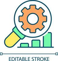 2D editable vibration analysis icon representing predictive maintenance, isolated vector, multicolor thin line illustration. vector