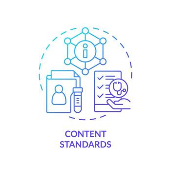 2D gradient blue icon content standards concept, isolated vector, health interoperability resources thin line illustration. vector