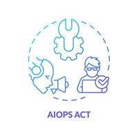 2D AI ops act gradient icon representing AI ops, isolated vector, blue thin line illustration. vector