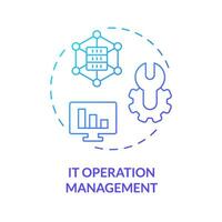 2D IT operation management gradient icon representing AI ops, isolated vector, blue thin line illustration. vector