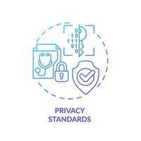 2D gradient blue icon privacy standards concept, isolated vector, health interoperability resources thin line illustration. vector