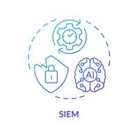 2D SIEM gradient icon representing AI ops, isolated vector, blue thin line illustration. vector