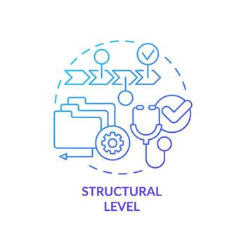2D gradient blue icon structural level concept, isolated vector, health interoperability resources thin line illustration. vector