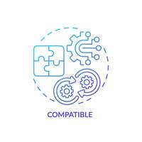 2D gradient blue icon compatible concept, isolated vector, health interoperability resources thin line illustration. vector