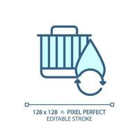 2D pixel perfect editable blue car oil filter icon, isolated vector, thin line illustration representing car service and repair. vector