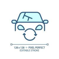 2D pixel perfect editable blue car headlight icon, isolated vector, thin line illustration representing car service and repair. vector