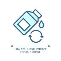 2D pixel perfect editable blue car engine oil icon, isolated vector, thin line illustration representing car service and repair. vector