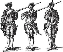 Load the gun, after the Gravelot 1776, vintage engraving. vector