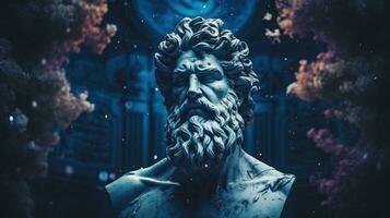 AI generated Generative AI, Stoicism concept, sculpture of a stoic, representing philosophy, ancient greek god statue photo