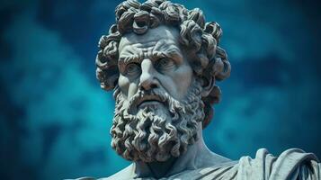 AI generated Generative AI, Stoicism concept, sculpture of a stoic, representing philosophy, ancient greek god statue photo